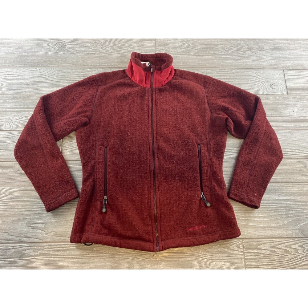Vintage Patagonia Regulator Fleece Jacket Womens XS Maroon Mock Neck Full Zip
